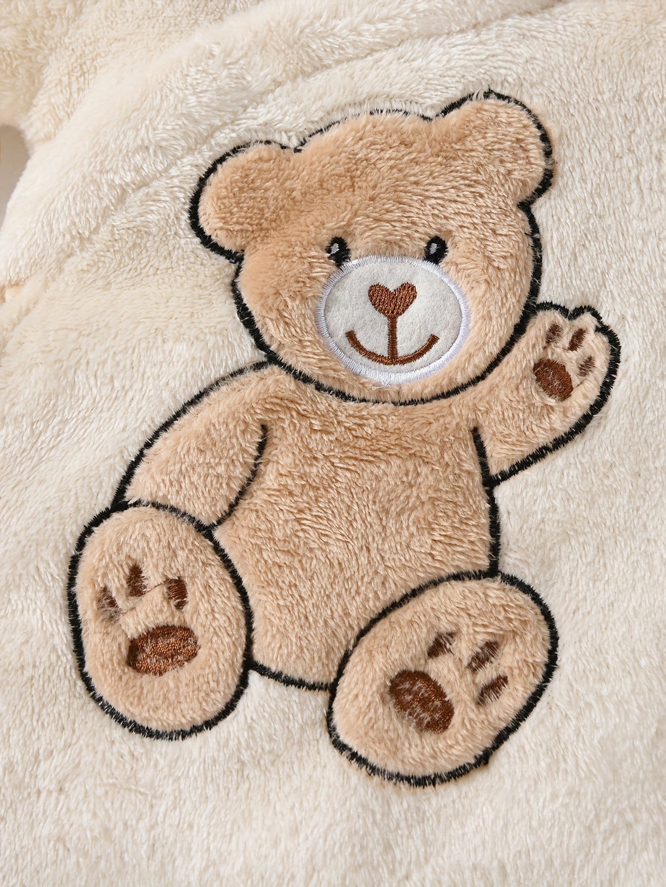 Cozy Boys' Winter Bear Print Hooded Onesie – Warm Polyester, Long Sleeve, Bear Decor (Outdoor Wear, Machine Washable)