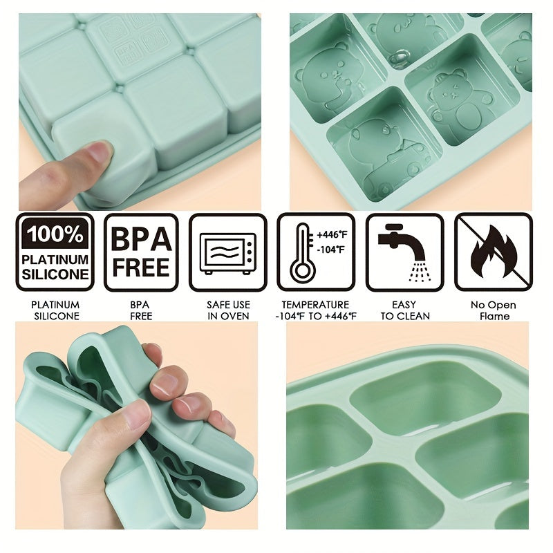 GOXAWEE Silicone Freezer Tray – Baby Food Storage Container & Ice Cube Mold with Lid – Stackable Breast Milk & Teething Popsicle Mold for Homemade Purees, Ice Cream, Chocolate & Snacks
