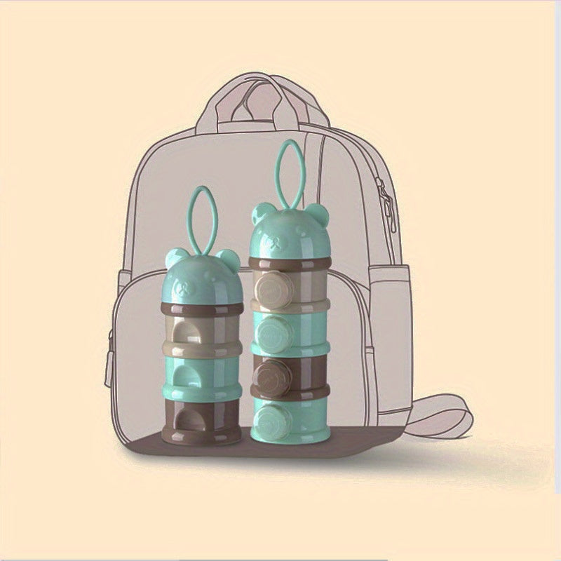 1pc Portable 4-Layer Baby Formula Dispenser & Snack Container – Rotating Design with Independent Compartments for Milk Powder, Snacks, and Fruits – PP Material – Pink/Blue – Perfect Mother’s Day Gift, Smooth Rotatin