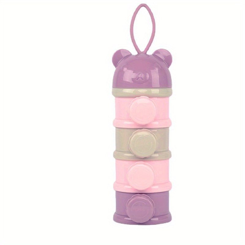 1pc Portable 4-Layer Baby Formula Dispenser & Snack Container – Rotating Design with Independent Compartments for Milk Powder, Snacks, and Fruits – PP Material – Pink/Blue – Perfect Mother’s Day Gift, Smooth Rotatin