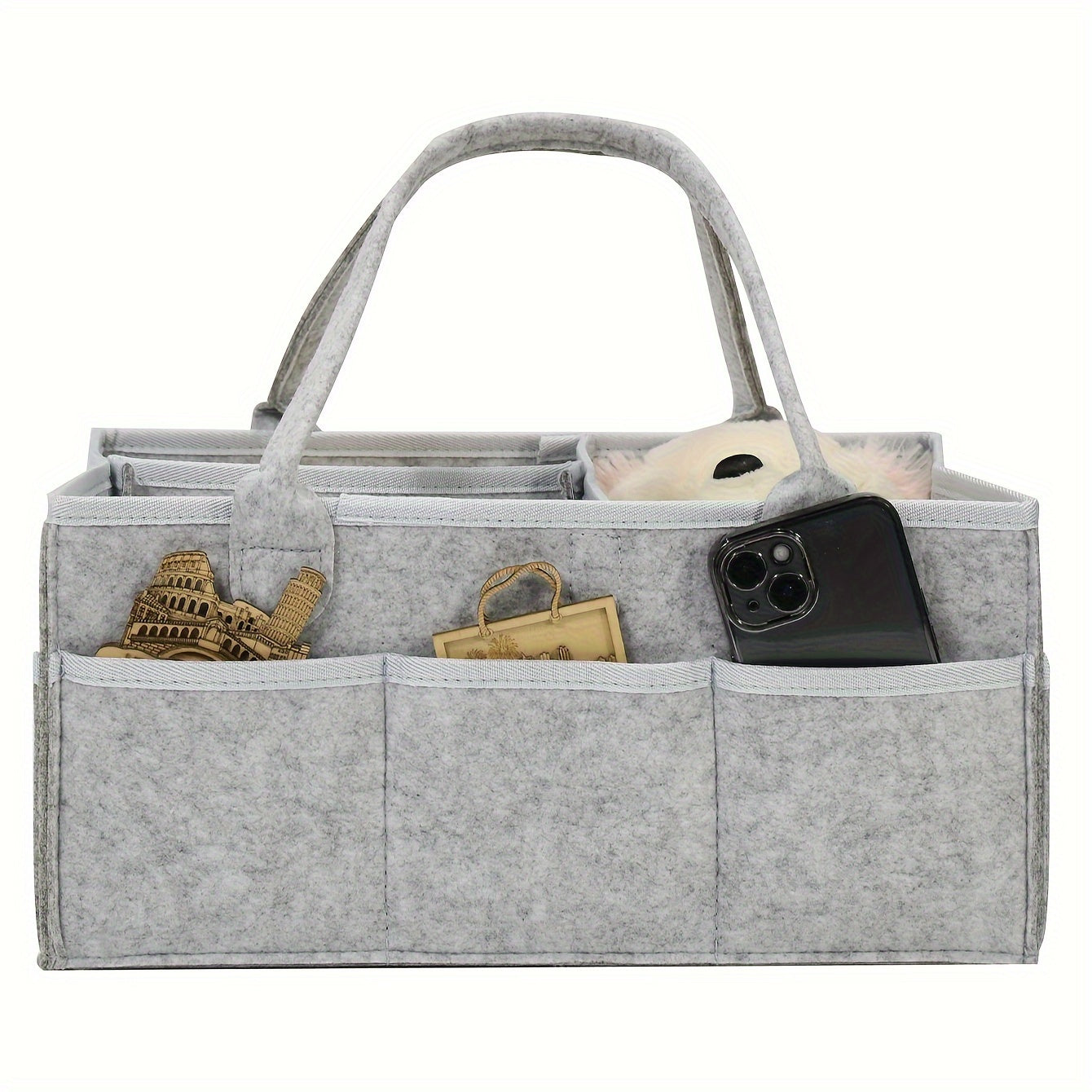 Grey Felt Cloth Mommy Basket Diaper Bag – Stylish & Spacious Diaper Storage Organizer, Ideal for Baby Essentials, Perfect Gift for Halloween & Christmas - Kidzy Market