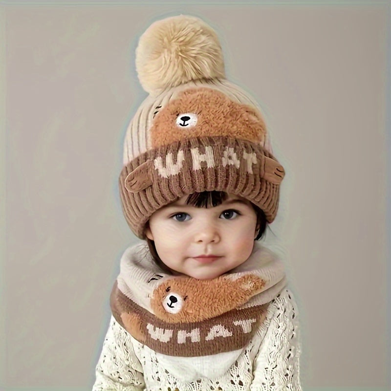 2-Piece Thick & Warm Knit Children's Hat & Scarf Set – Skullies & Beanies for Autumn & Winter – Perfect for Outdoor Play - Kidzy Market