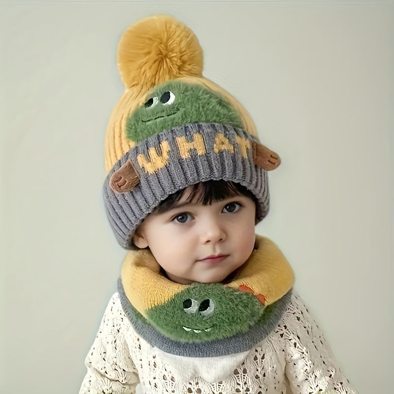 2-Piece Thick & Warm Knit Children's Hat & Scarf Set – Skullies & Beanies for Autumn & Winter – Perfect for Outdoor Play - Kidzy Market