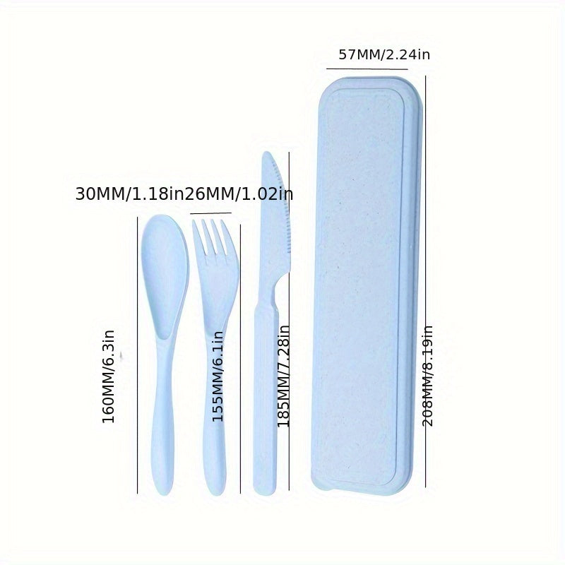 3-Piece Plastic Flatware Set with Travel Case – Portable Knife, Fork & Spoon Combo for Picnic, Outdoor & Home Use