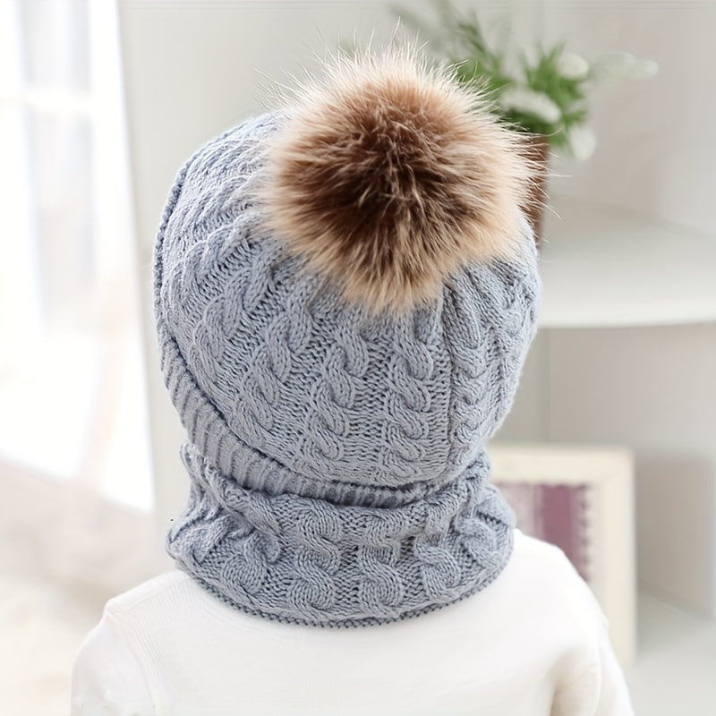 0-3 Years Old Baby Knitted Velvet Hat Set – Warm Autumn & Winter Baby Hat with Scarf & Gloves - Kidzy Market
