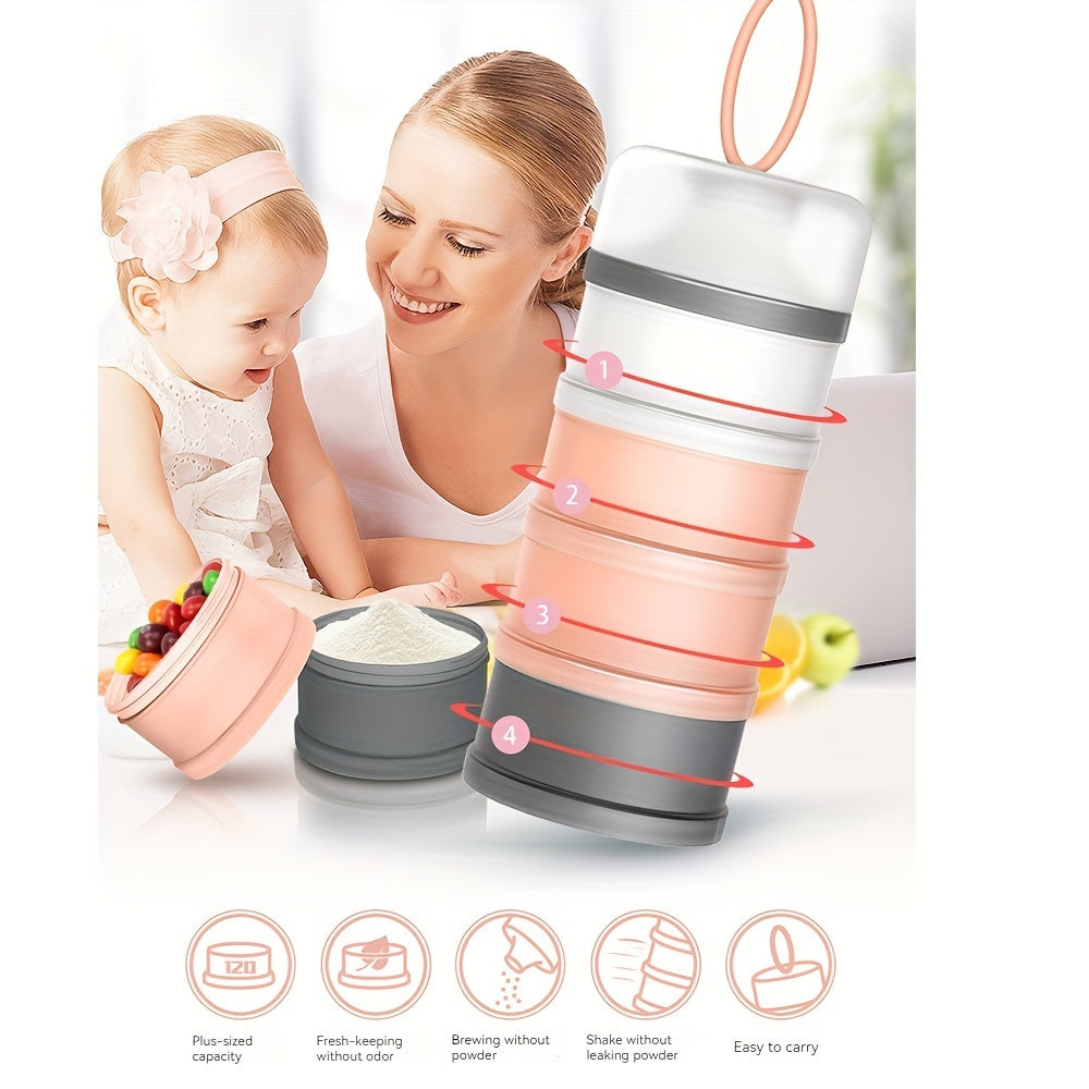 4-Layer Baby Food Storage Containers – Stackable Milk Powder Dispenser, Portable Formula Box for Toddlers & Kids Snacks