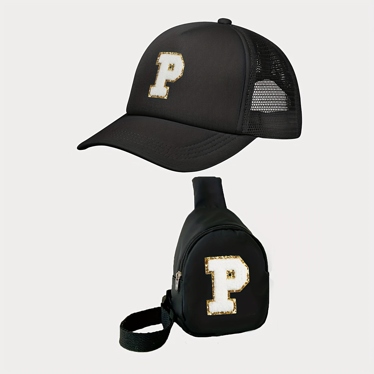Kids Alphabet Baseball Cap & Shoulder Bag Set – Trendy & Breathable Polyester, Adjustable Buckle Closure, Perfect for All Seasons & Casual Wear, Ideal Gift for Boys & Girls (Ages 3-14) - Kidzy Market
