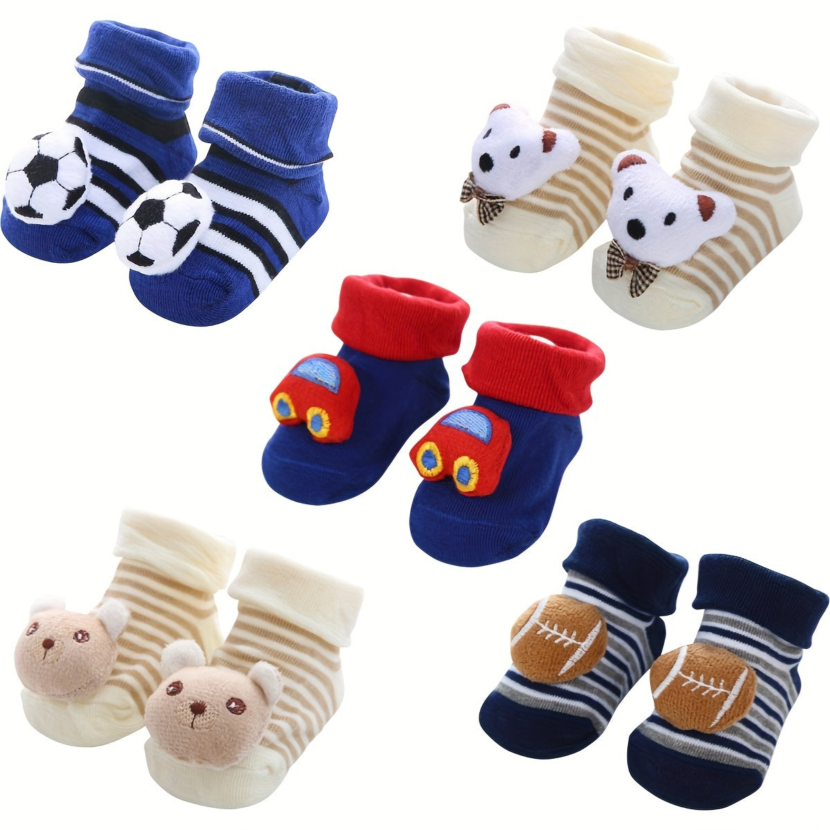 1 Pair 3D Cartoon Baby Ankle Socks - Non-Slip Toddler Walking Socks | Infant Cooling Floor Socks, Polyester & Spandex Blend, Hand Wash Only | Knit Fabric | Fall/Winter Season | Gift for Newborns