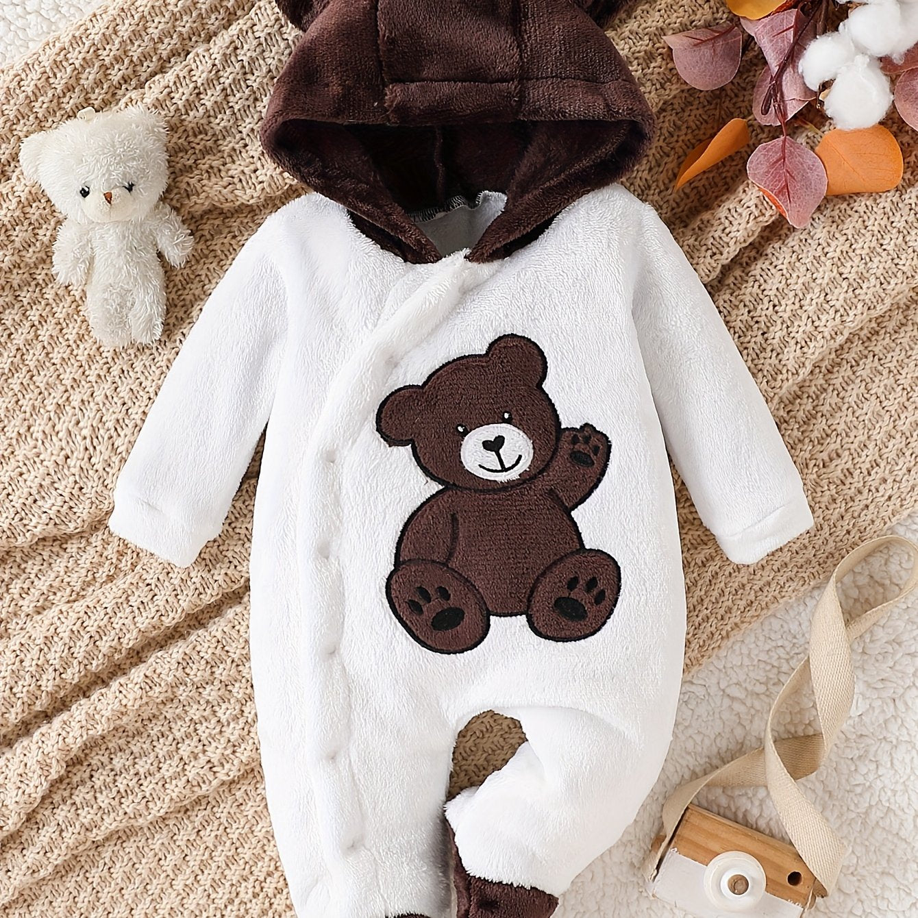 Baby Body Suit with Foot Bag – Newborn Plush Thickened Winter Bodysuit (Warm and Cozy Underwear)