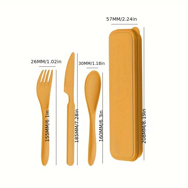 3-Piece Plastic Flatware Set with Travel Case – Portable Knife, Fork & Spoon Combo for Picnic, Outdoor & Home Use