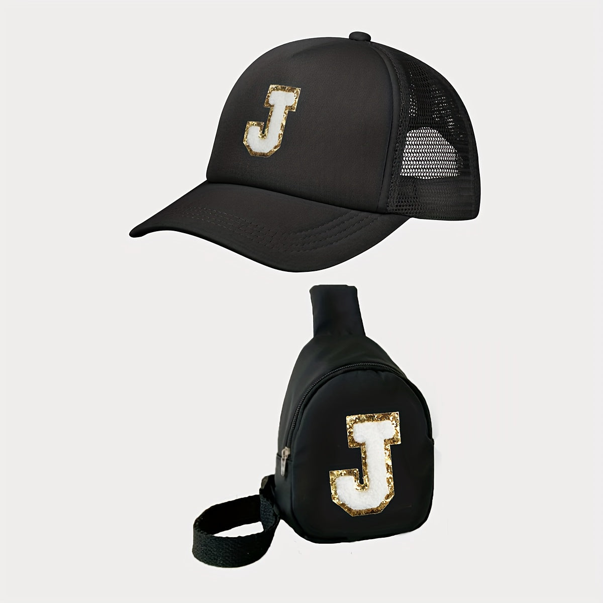 Kids Alphabet Baseball Cap & Shoulder Bag Set – Trendy & Breathable Polyester, Adjustable Buckle Closure, Perfect for All Seasons & Casual Wear, Ideal Gift for Boys & Girls (Ages 3-14) - Kidzy Market