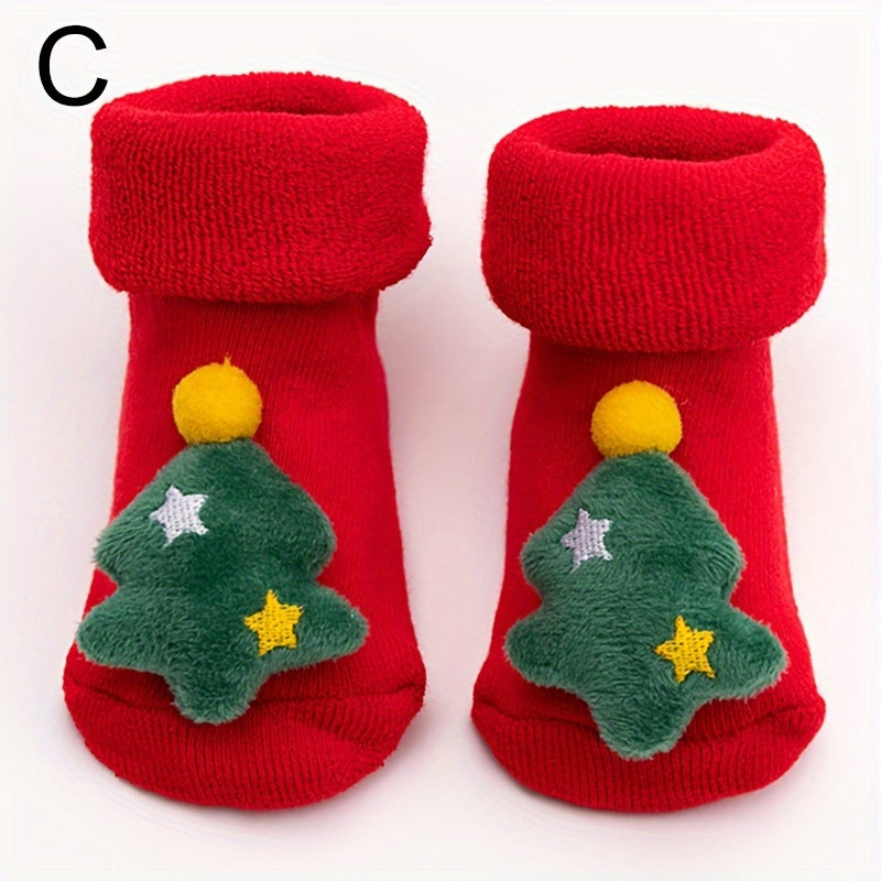1 Pair Baby Boys & Girls Anti-Skid Floor Socks - Cartoon Doll Christmas Socks for Toddlers & Children | Cute & Trendy Design