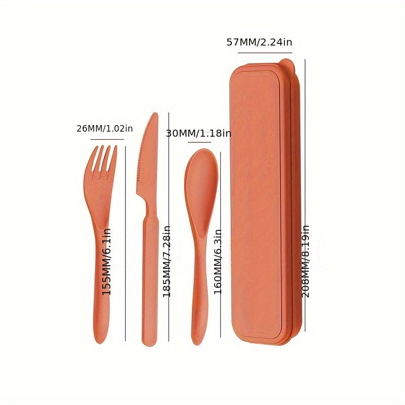3-Piece Plastic Flatware Set with Travel Case – Portable Knife, Fork & Spoon Combo for Picnic, Outdoor & Home Use