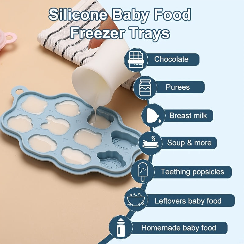 Baby Food Storage Container, BPA-Free Silicone Freezer Tray with Clip-On Lid for Breast Milk & Homemade Food Storage, Ideal for Vegetable & Fruit Purees