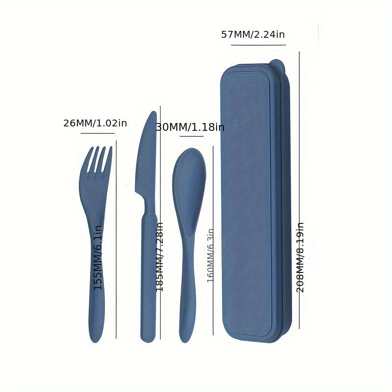 3-Piece Plastic Flatware Set with Travel Case – Portable Knife, Fork & Spoon Combo for Picnic, Outdoor & Home Use