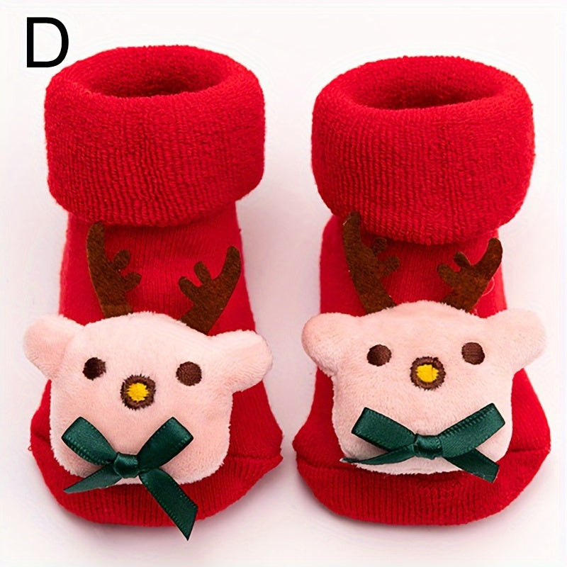 1 Pair Baby Boys & Girls Anti-Skid Floor Socks - Cartoon Doll Christmas Socks for Toddlers & Children | Cute & Trendy Design