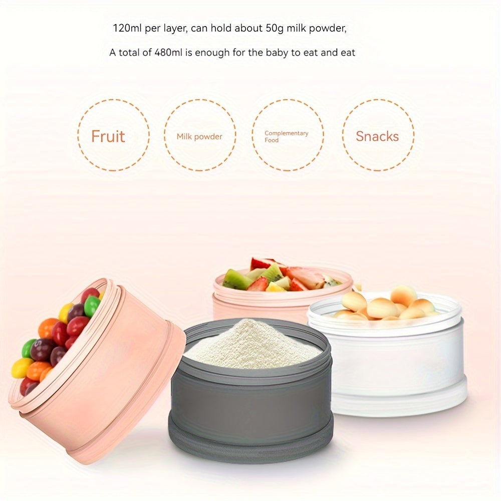 4-Layer Baby Food Storage Containers – Stackable Milk Powder Dispenser, Portable Formula Box for Toddlers & Kids Snacks