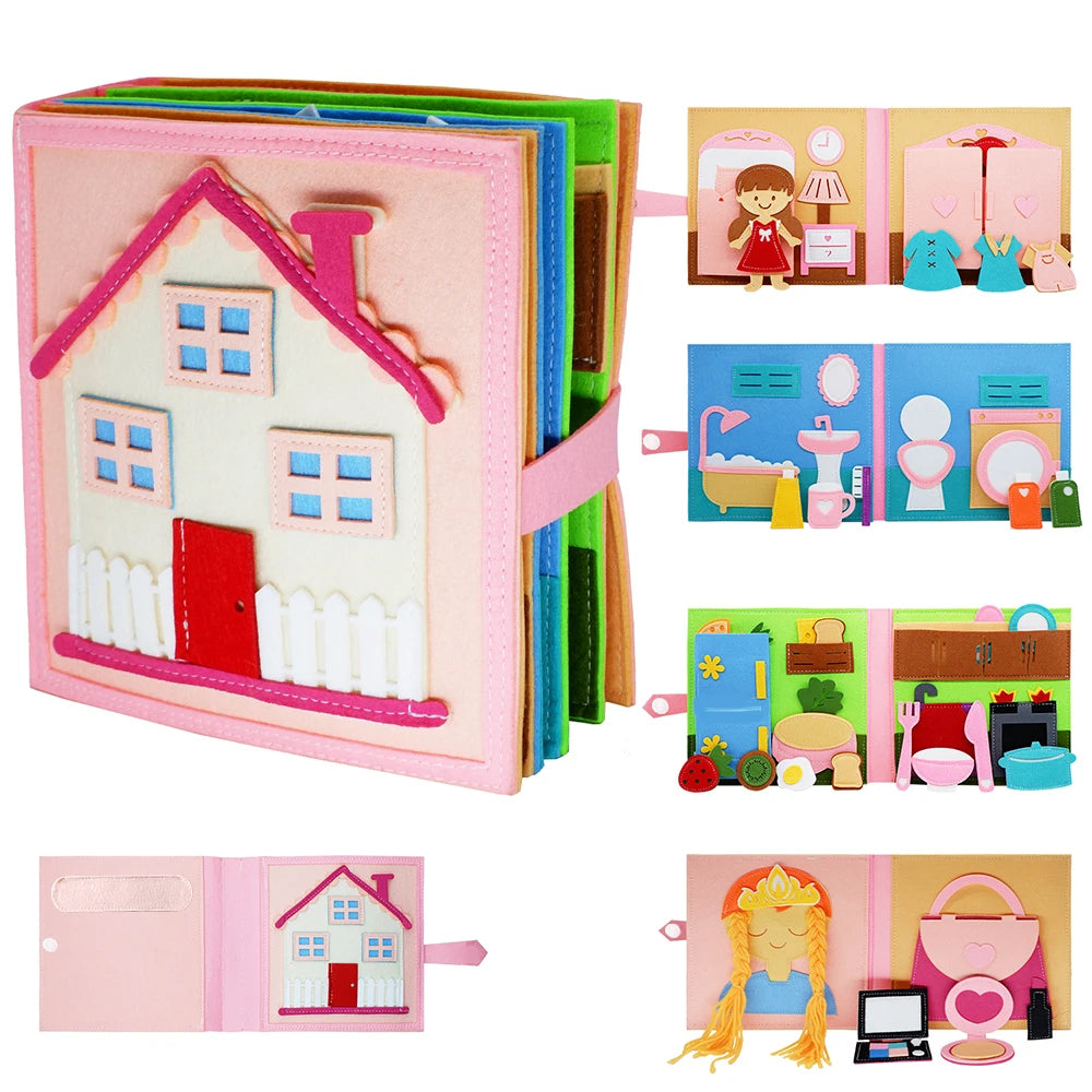 Montessori Quiet Books for Toddlers - Soft Activity Busy Book, Felt Cloth Sensory Travel Toy with Learning Activities