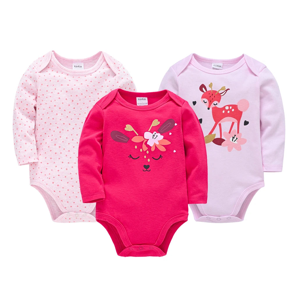 Kavkas 6PCS/3PCS Baby Bodysuit Set – Long Sleeve 100% Cotton Newborn Onesies (0-12 Months)