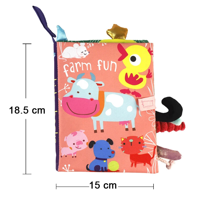 New Baby Toys - Cartoon Animals Tail Cloth Book, Educational Ringed Paper Cloth Book, Enlightenment Toy for Babies 0-12 Months