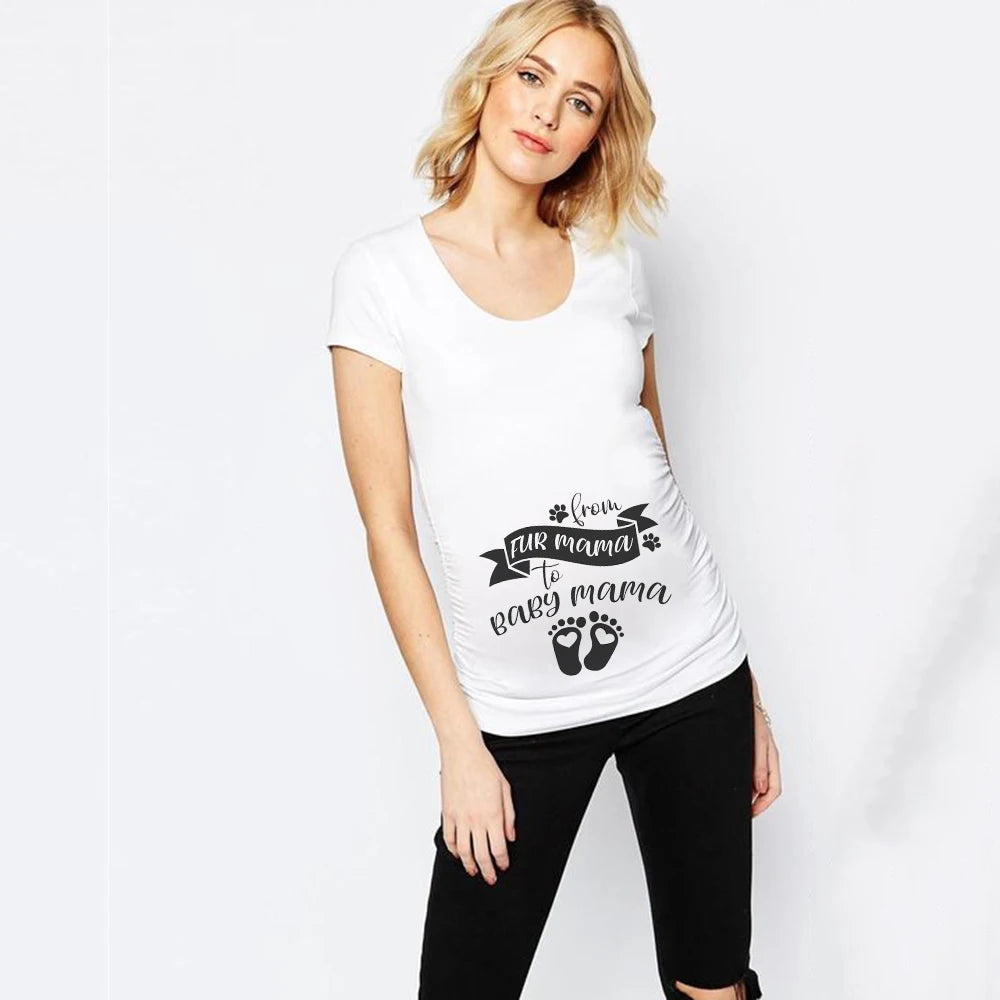 Summer Funny Cartoon Print Pregnancy T-Shirt | Maternity Tops | Plus-Size Short Sleeve for Pregnant Women | Hot Sale