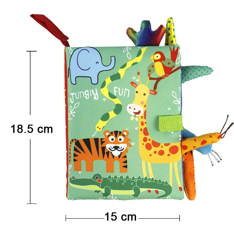 New Baby Toys - Cartoon Animals Tail Cloth Book, Educational Ringed Paper Cloth Book, Enlightenment Toy for Babies 0-12 Months