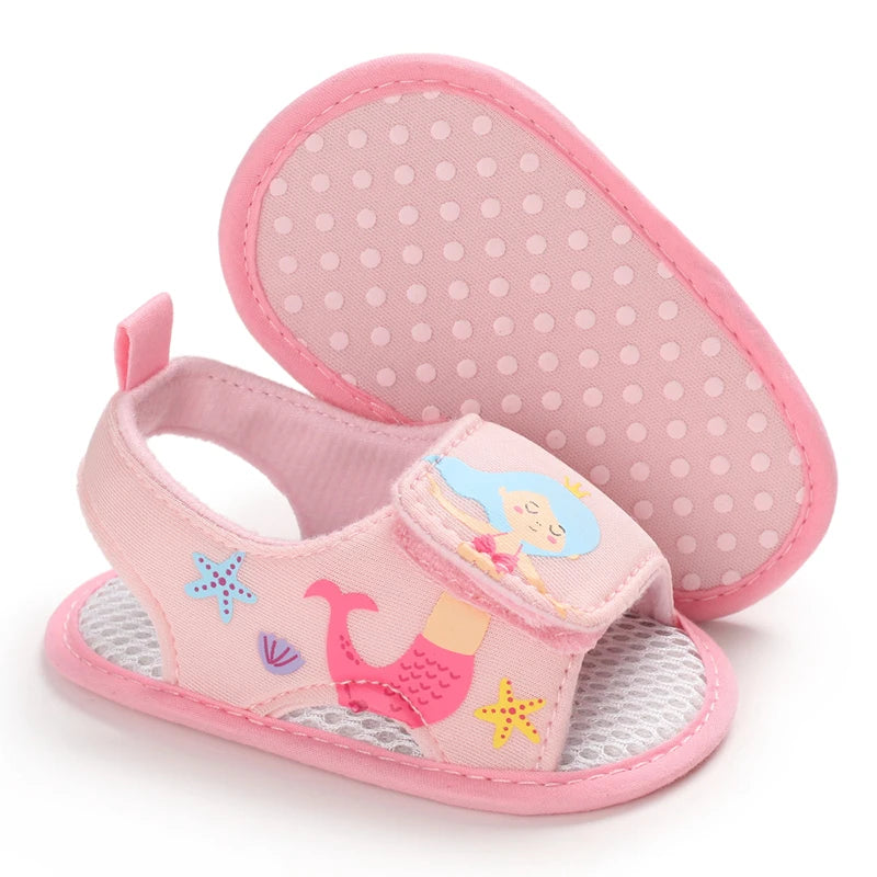 Summer Newborn Infant Baby Girls Princess First Walker Shoes – Soft Sole Sandals & Beach Slippers