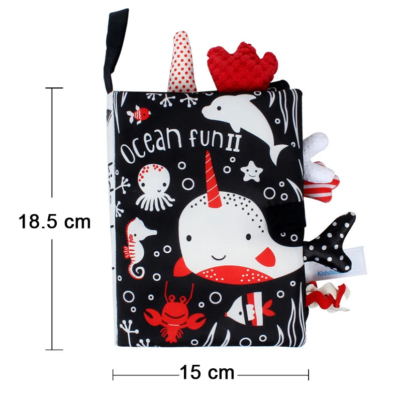 New Baby Toys - Cartoon Animals Tail Cloth Book, Educational Ringed Paper Cloth Book, Enlightenment Toy for Babies 0-12 Months