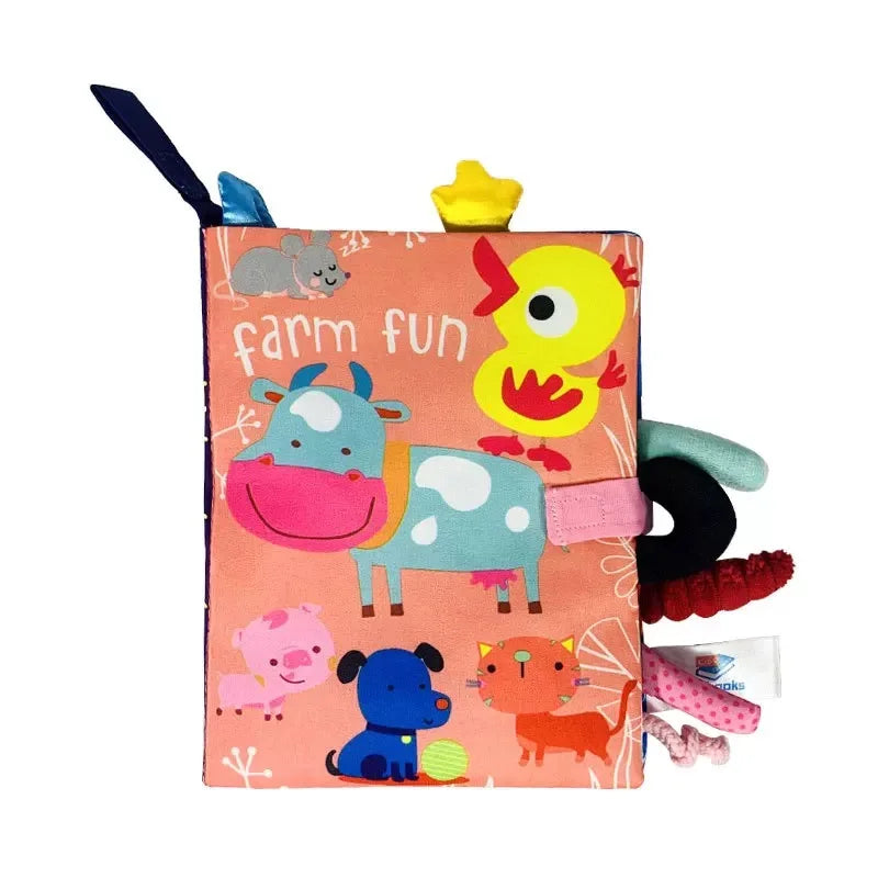 Baby Tail Cloth Book – Interactive Early Learning Toy with Sound Paper and Rattle for Ages 0–36 Months