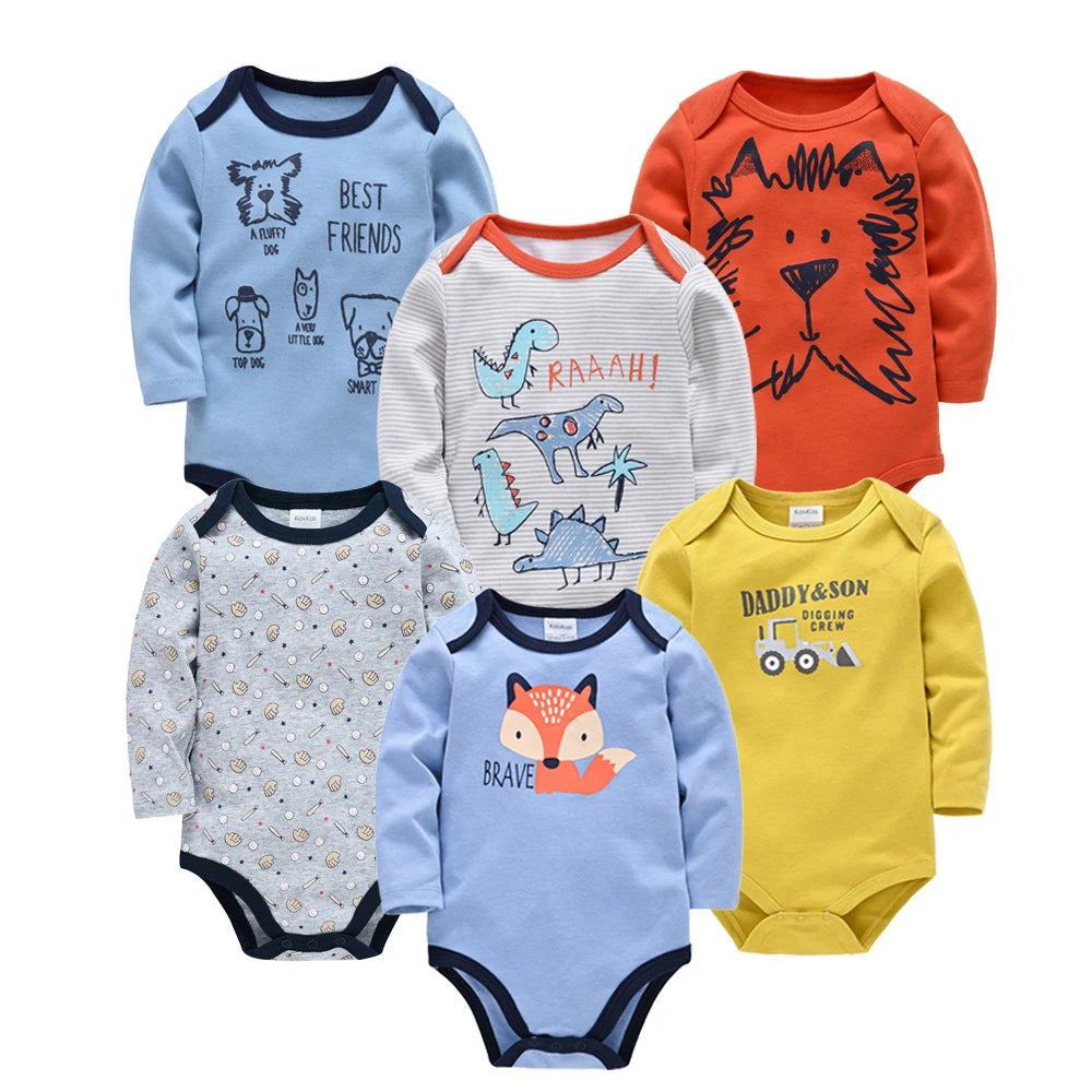 Kavkas 6PCS/3PCS Baby Bodysuit Set – Long Sleeve 100% Cotton Newborn Onesies (0-12 Months)