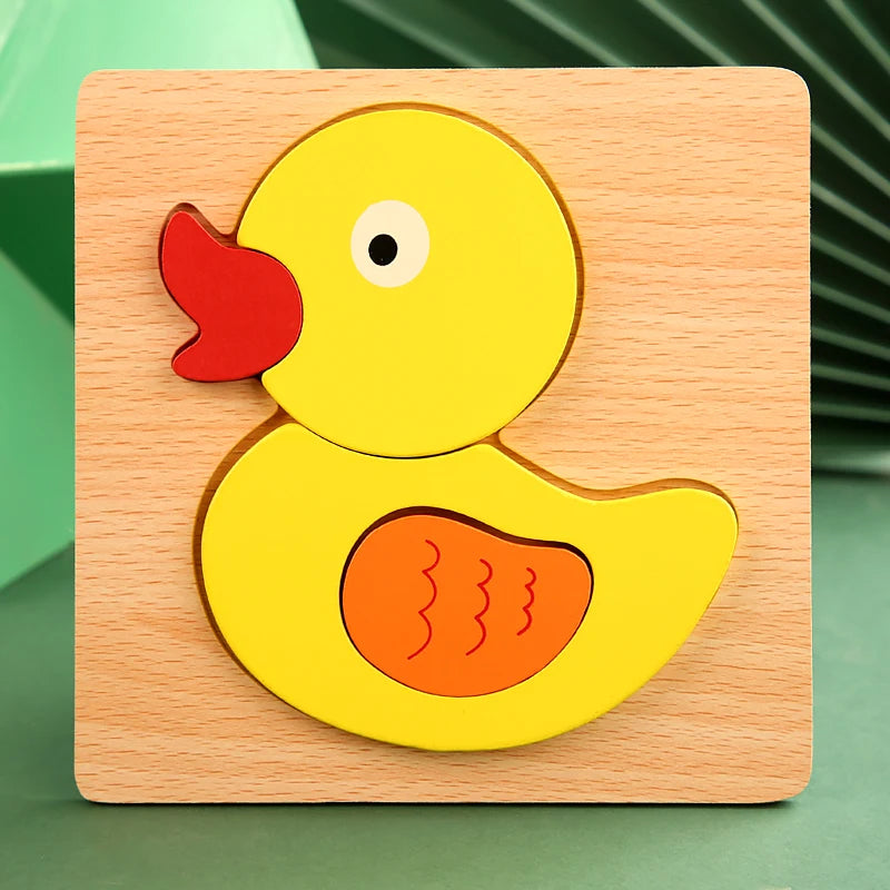 3D Wooden Puzzle – Baby Cartoon Animal Traffic Jigsaw Educational Toy for Children