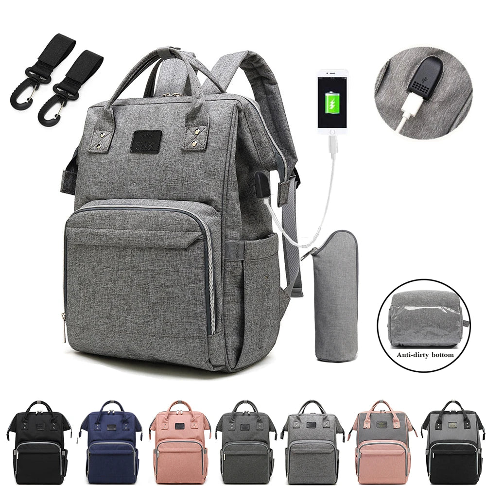 Large Capacity Waterproof Nappy Backpack – Multi-Function Travel Diaper Bag for Moms & Baby Care - Kidzy Market