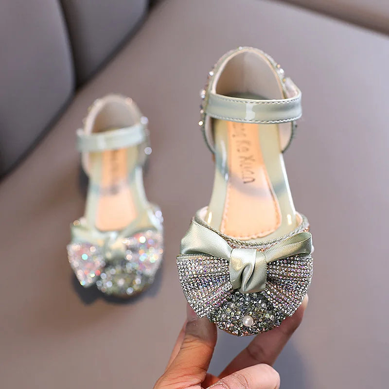 Summer Baby Girls’ Sandals – Toddler & Infant Slip-On Shoes, Pearl Crystal Single Princess Roman Sandals, Size 21-36