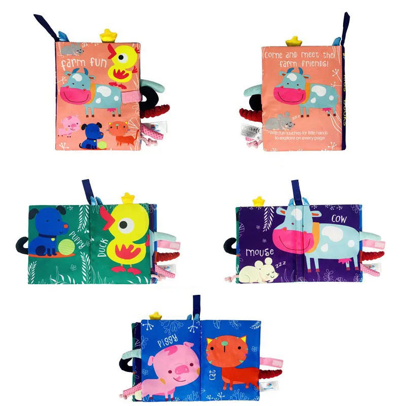 Baby Tail Cloth Book – Interactive Early Learning Toy with Sound Paper and Rattle for Ages 0–36 Months