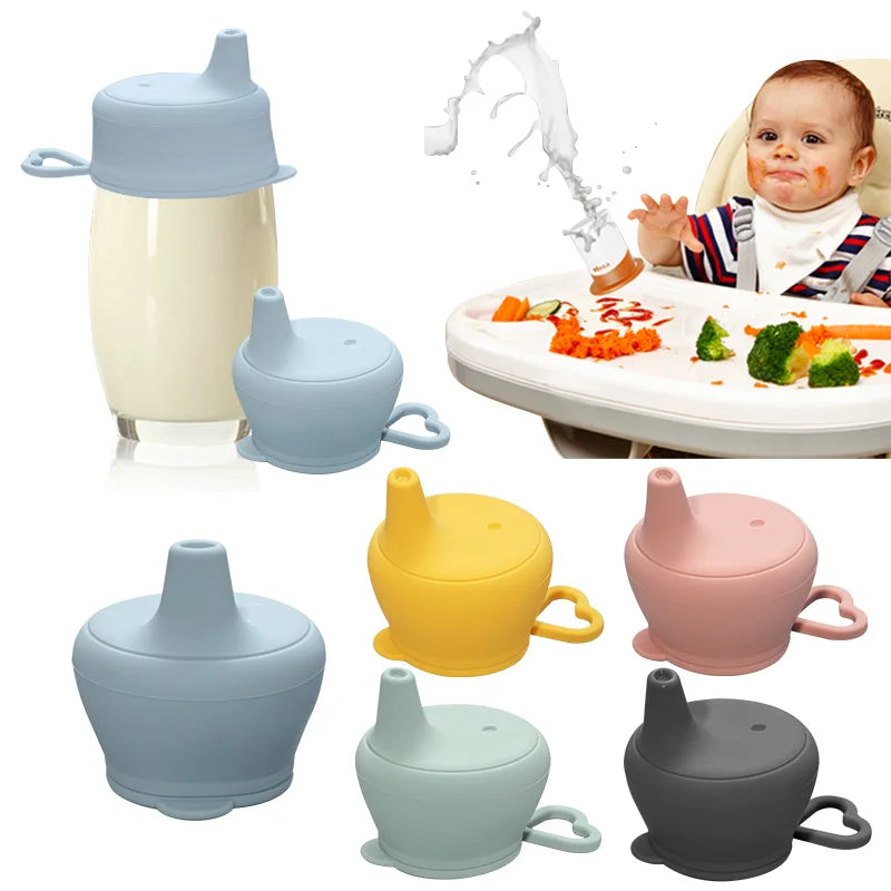 Food Grade Silicone Baby Feeding Mug with Lid, Fashion Infant Drinkware Sippy Cups for Toddlers & Kids with Straw
