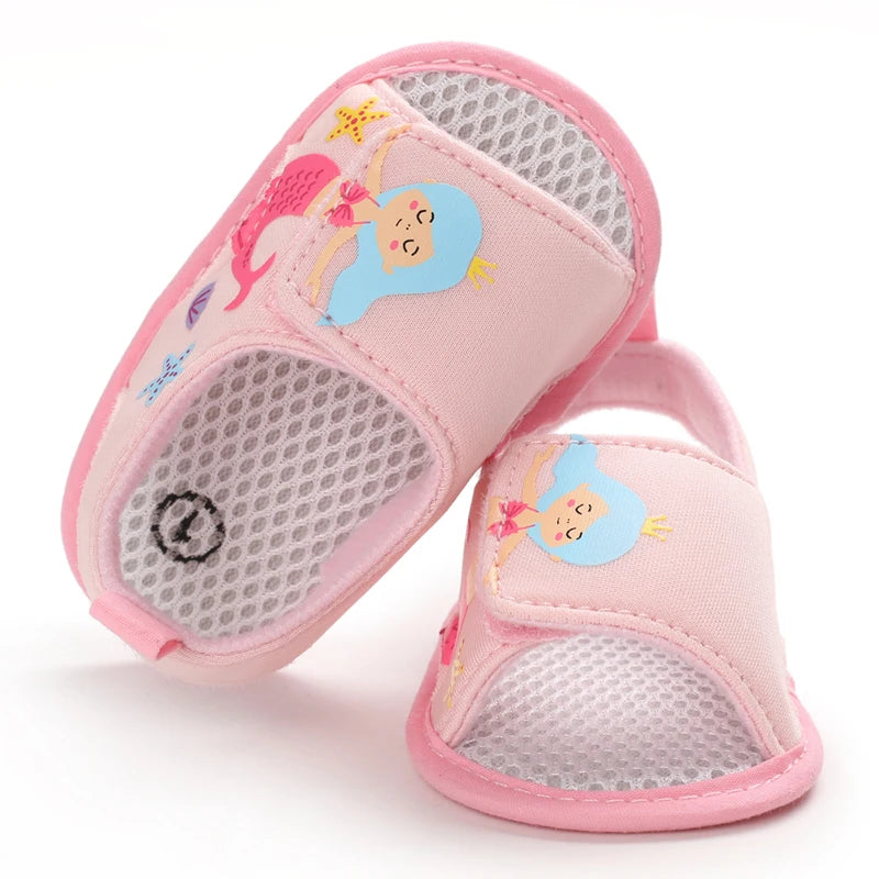 Summer Newborn Infant Baby Girls Princess First Walker Shoes – Soft Sole Sandals & Beach Slippers