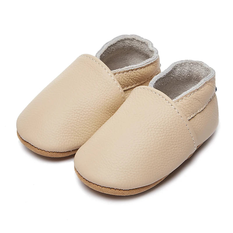 Genuine Leather Soft Unisex Baby Shoes – Slip-On Moccasins in Various Colors for Infants