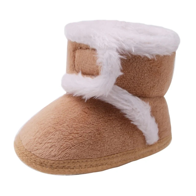 Baywell Winter Warm Fur Snow Boots Baby Booties Anti-slip Infant Boys Bootie Shoes 0-18 Month
