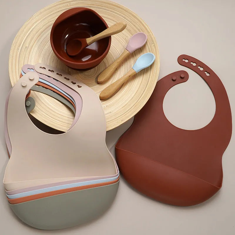 Muslinlife Newborn Baby Silicone Feeding Bibs | Waterproof Toddler Breakfast Tableware | Baby Feeding Bibs for Toddlers - Kidzy Market