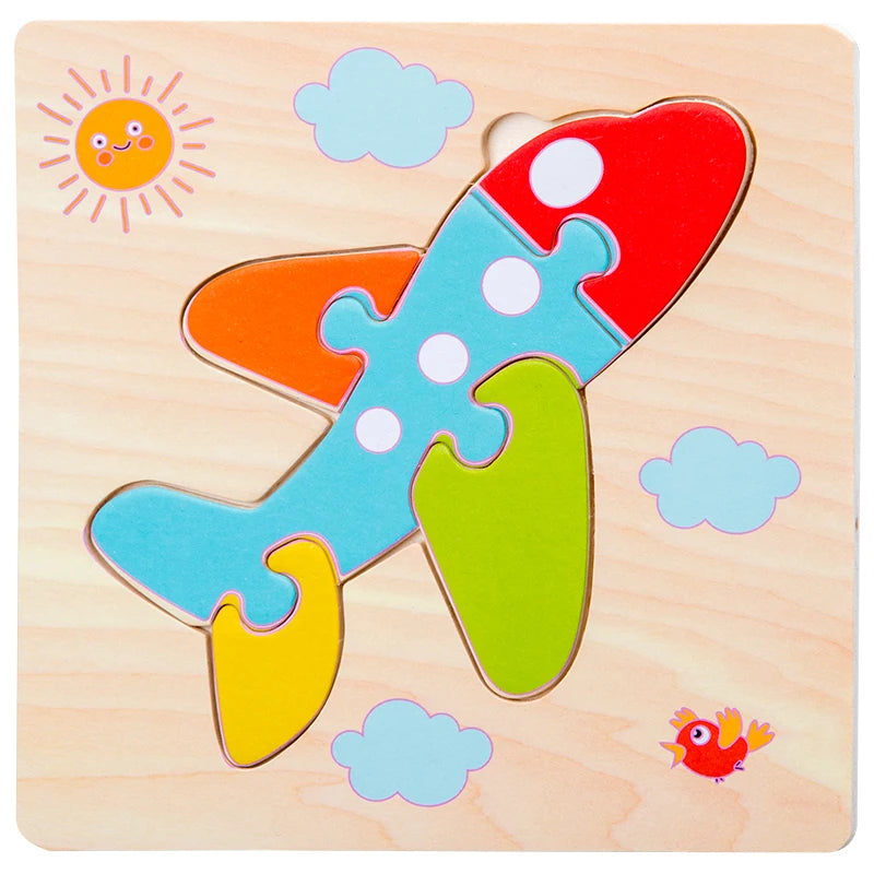 Baby Wooden 3D Puzzle – Tangram Shapes Educational Cartoon Animal Toy for Kids