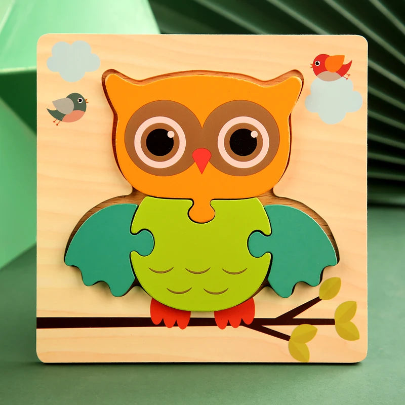 3D Wooden Puzzle – Baby Cartoon Animal Traffic Jigsaw Educational Toy for Children