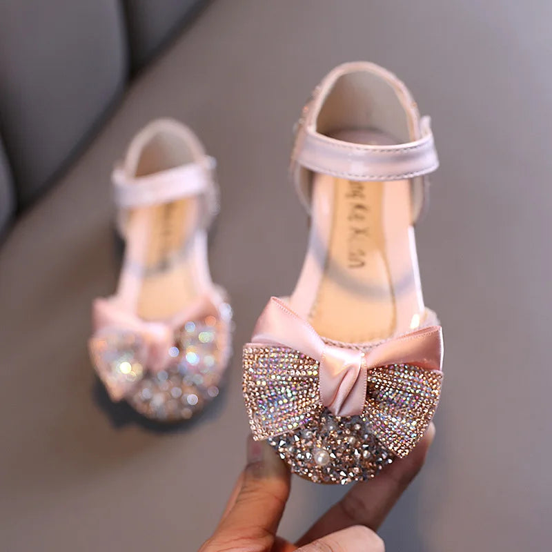 Summer Baby Girls’ Sandals – Toddler & Infant Slip-On Shoes, Pearl Crystal Single Princess Roman Sandals, Size 21-36