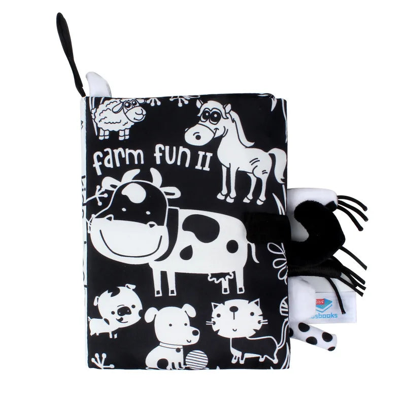 Baby Tail Cloth Book – Interactive Early Learning Toy with Sound Paper and Rattle for Ages 0–36 Months