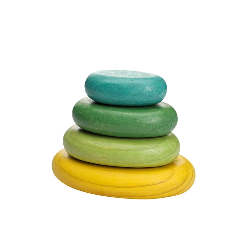 Baby Wooden Building Blocks – BPA-Free Montessori Rainbow Stacked Stone, Balanced Stacking Toy for Children, Educational Gift