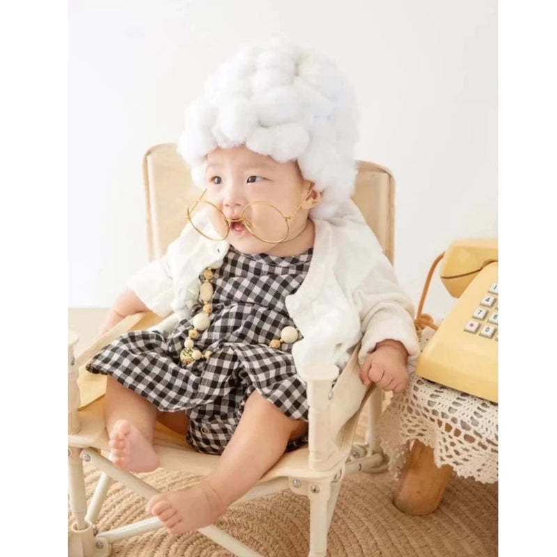 Funny Baby Photography Props Costume Set for Girls – Infant Cosplay Outfit, Grandma Clothes, Photo Shooting Hat and Accessories