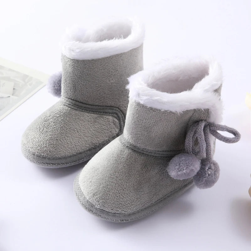 Baywell Winter Warm Fur Snow Boots Baby Booties Anti-slip Infant Boys Bootie Shoes 0-18 Month