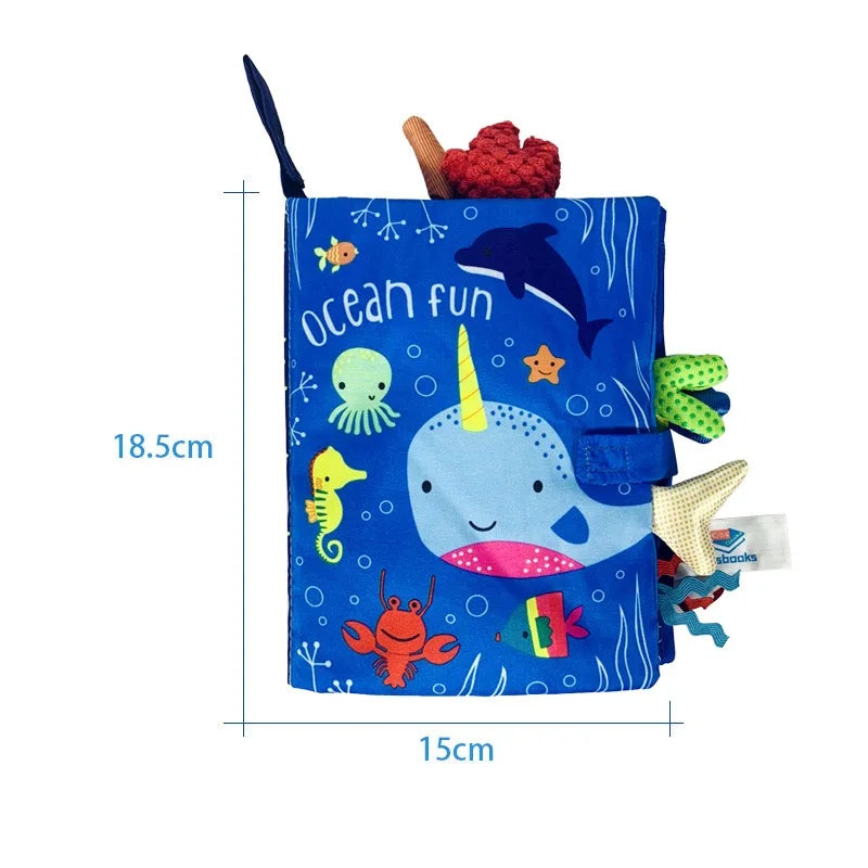 Baby Tail Cloth Book – Interactive Early Learning Toy with Sound Paper and Rattle for Ages 0–36 Months