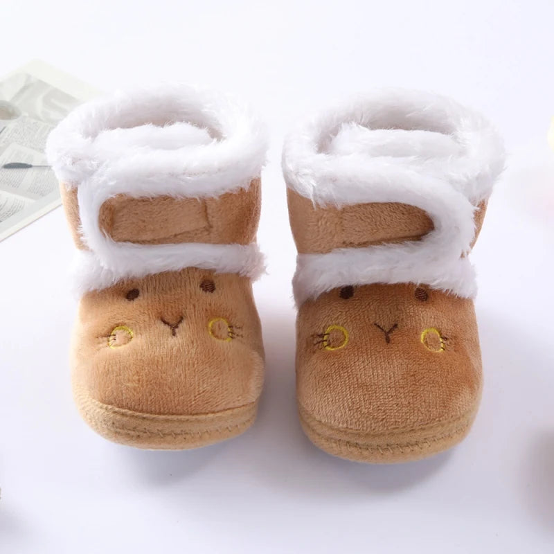 Baywell Winter Warm Fur Snow Boots Baby Booties Anti-slip Infant Boys Bootie Shoes 0-18 Month