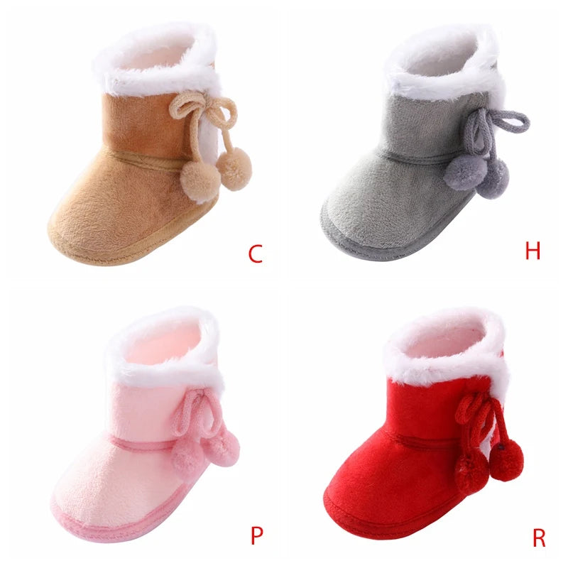 Baywell Winter Warm Fur Snow Boots Baby Booties Anti-slip Infant Boys Bootie Shoes 0-18 Month