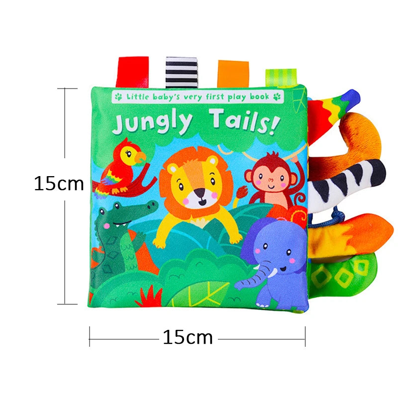 New Baby Toys - Cartoon Animals Tail Cloth Book, Educational Ringed Paper Cloth Book, Enlightenment Toy for Babies 0-12 Months